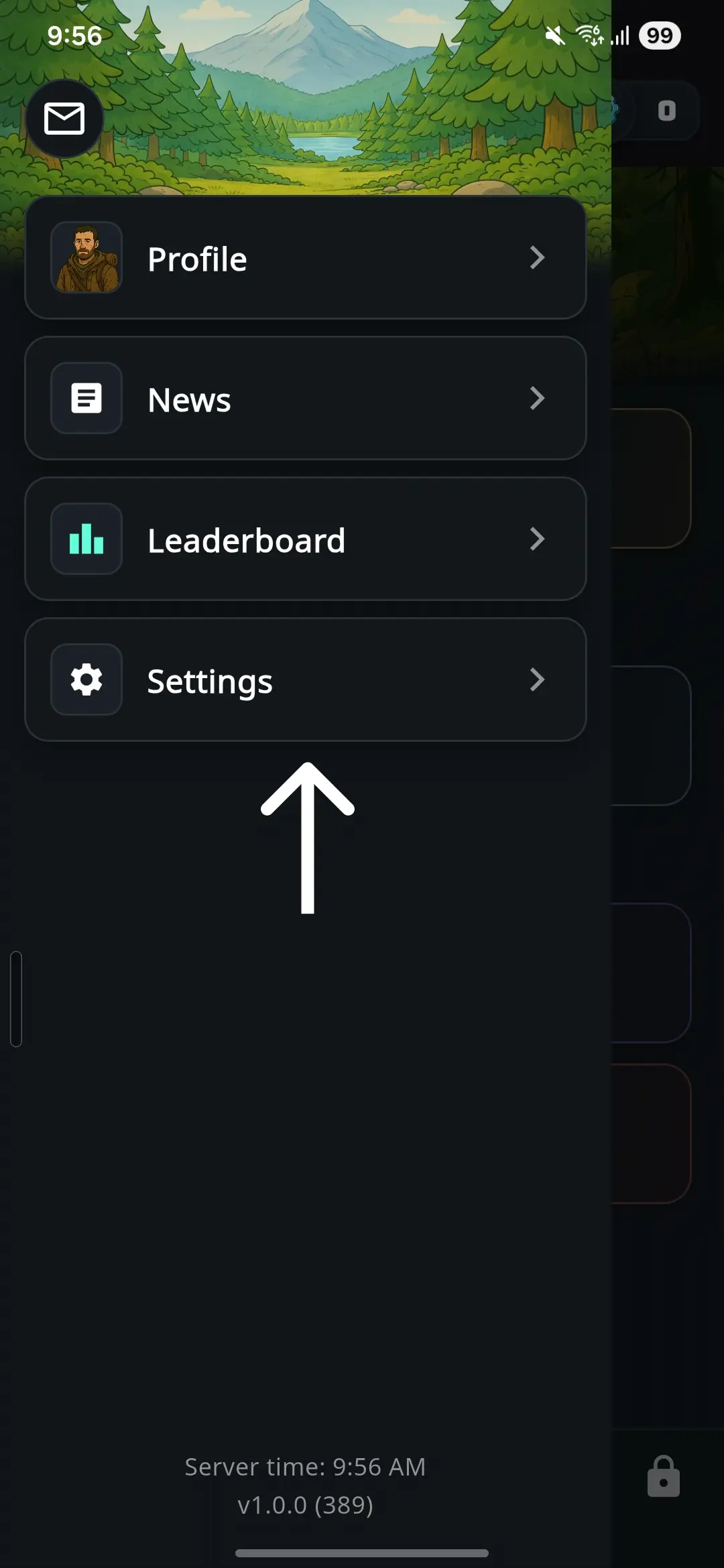 Settings button in the Wasteland Revenant menu